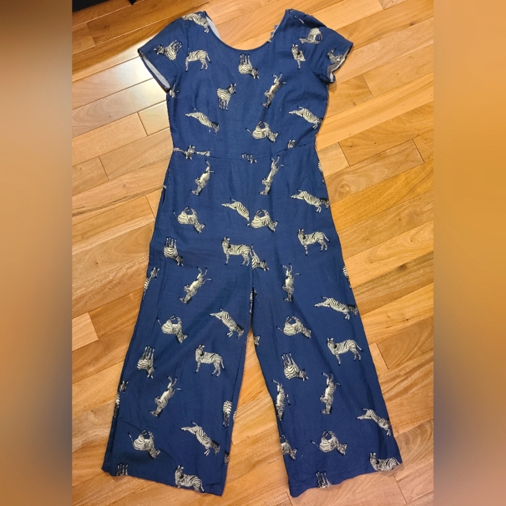 Modcloth like new zebra print cropped jumpsuit